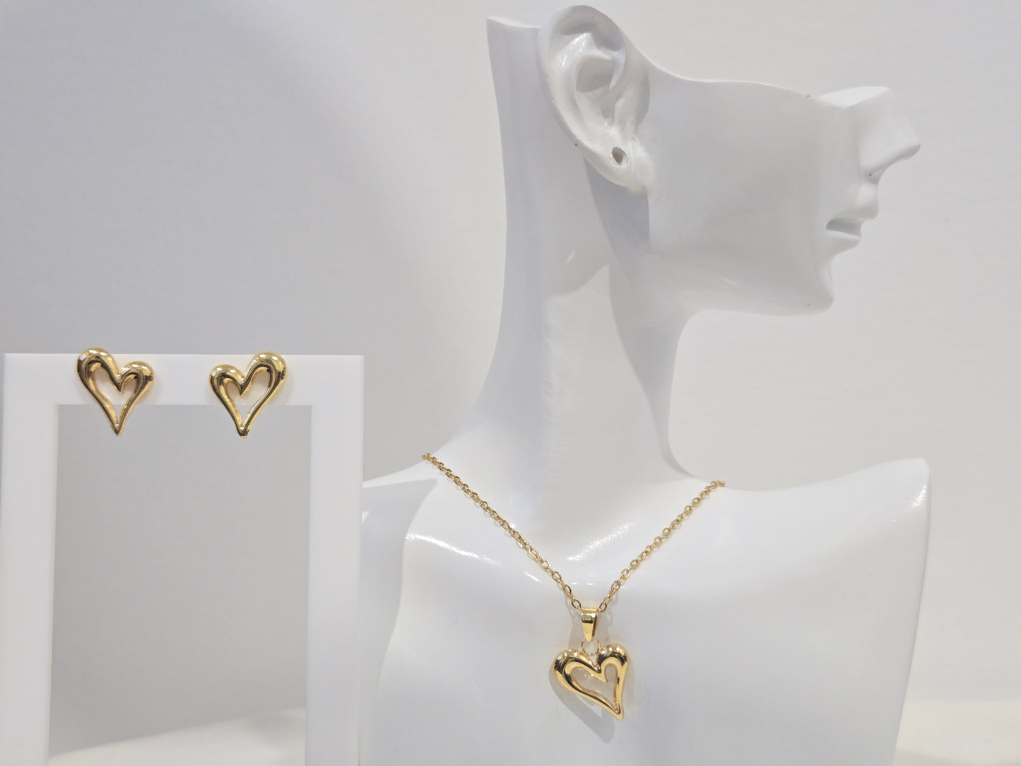 Heart Locket Earrings Necklace Pendant set