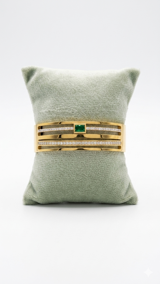 Luxe Emerald Green Statement Cuff Bangle Bracelet