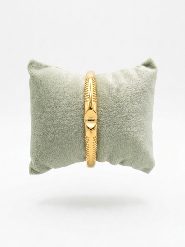 Gold Plated Ribbed Bangle Bracelet