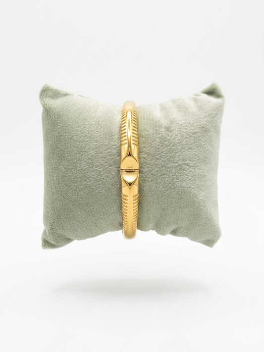 Gold Plated Ribbed Bangle Bracelet