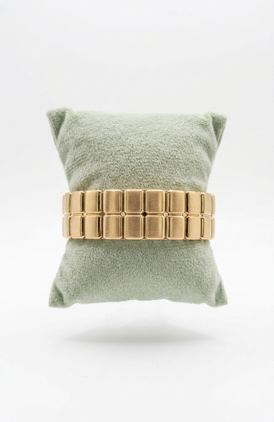 Chunky Ribbed Gold Matt Bracelet