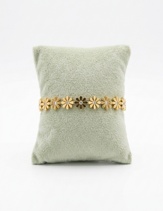Daisy - Floral Statement Bangle Blacelet