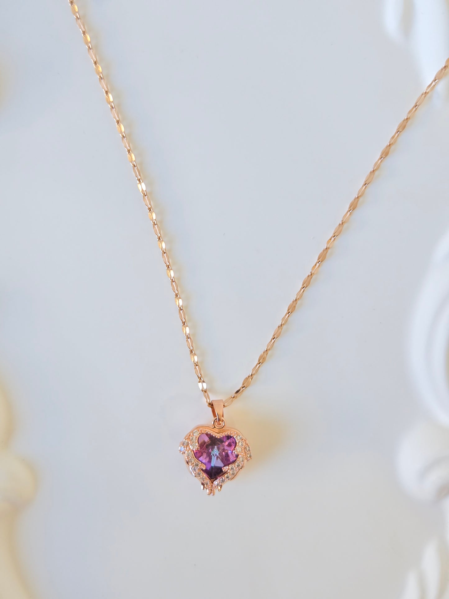 Multishade Stone Heart Necklace