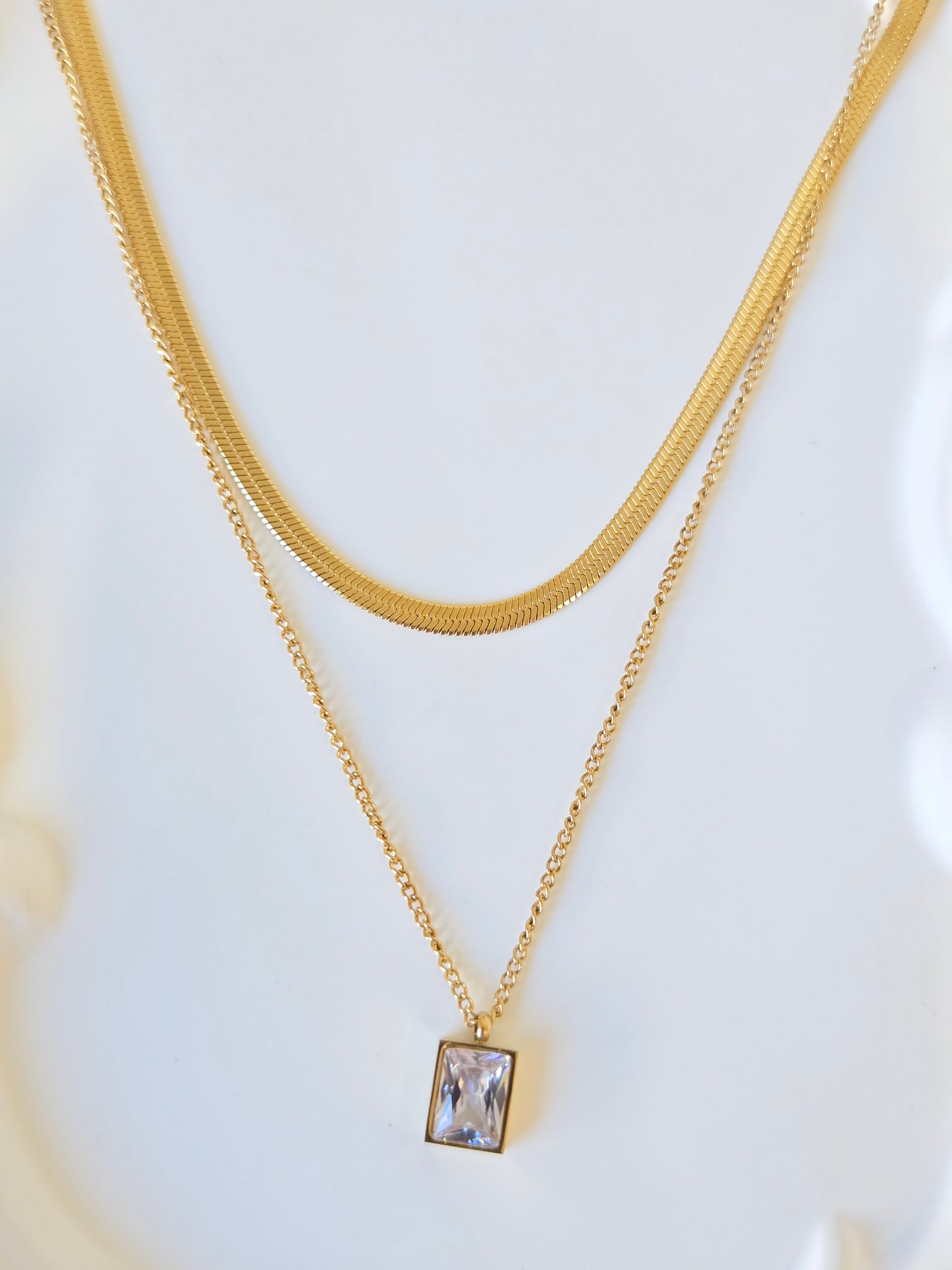 Multi-Layer Stone Chain Necklace