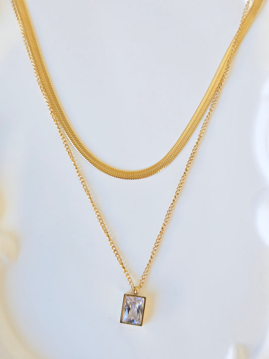 Multi-Layer Stone Chain Necklace