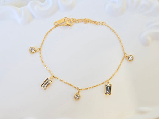 Drop Stones Charm Chain Bracelet