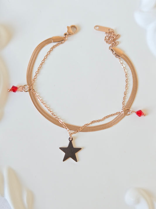 Star Red Double Layer Chain Bracelet