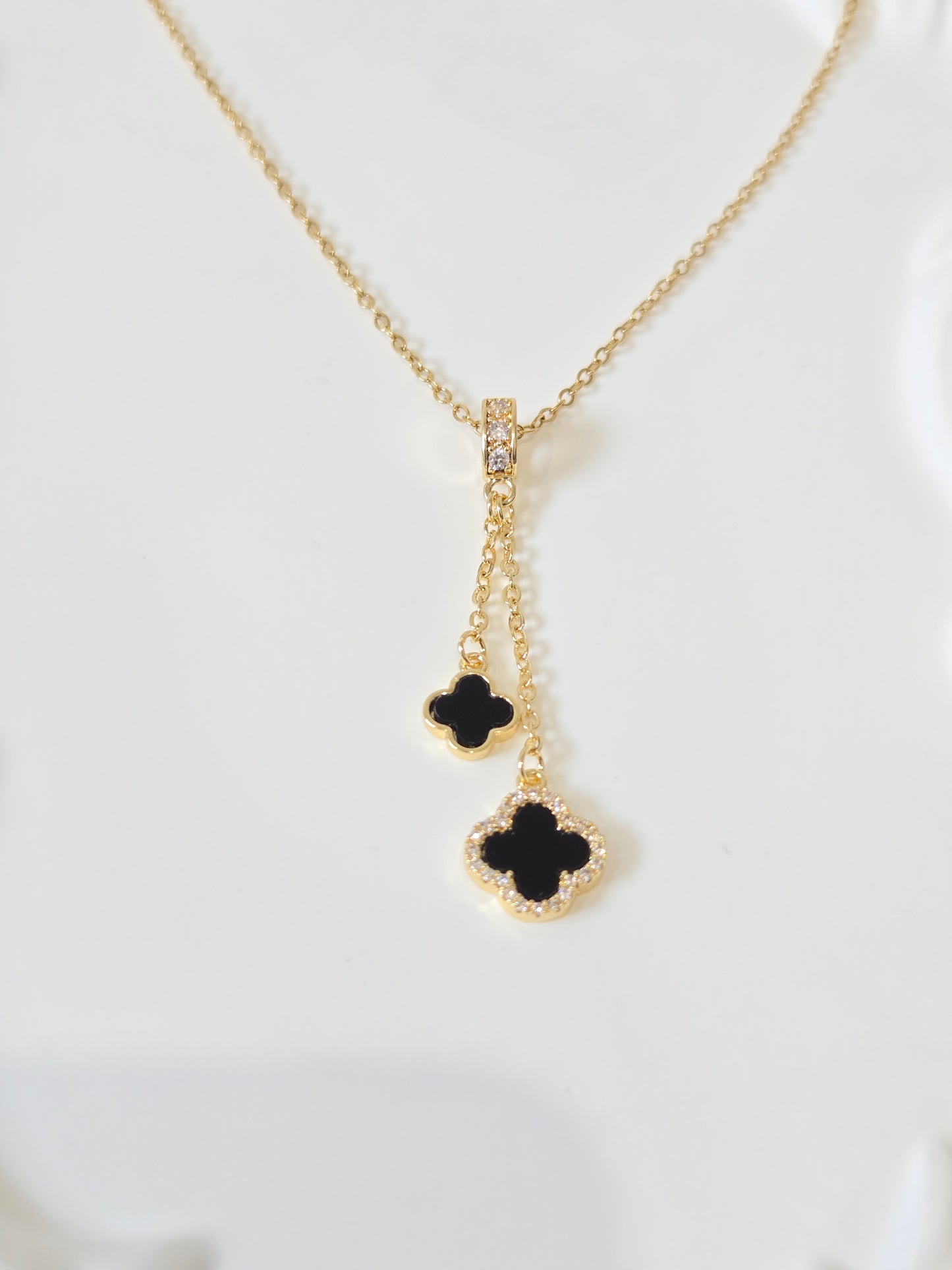 Double Drop Clover Necklace