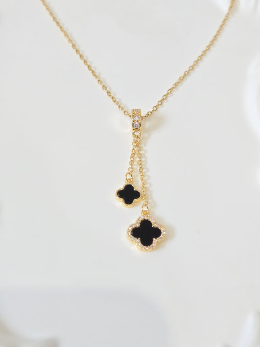 Double Drop Clover Necklace