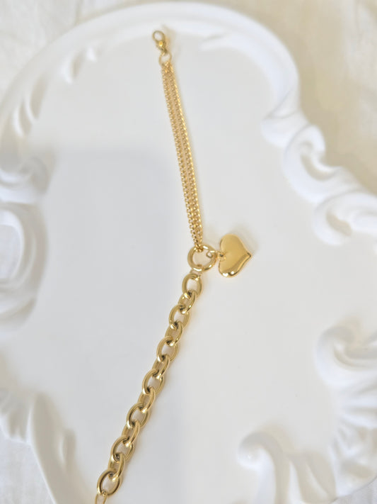Double Design Chain Heart Bracelet