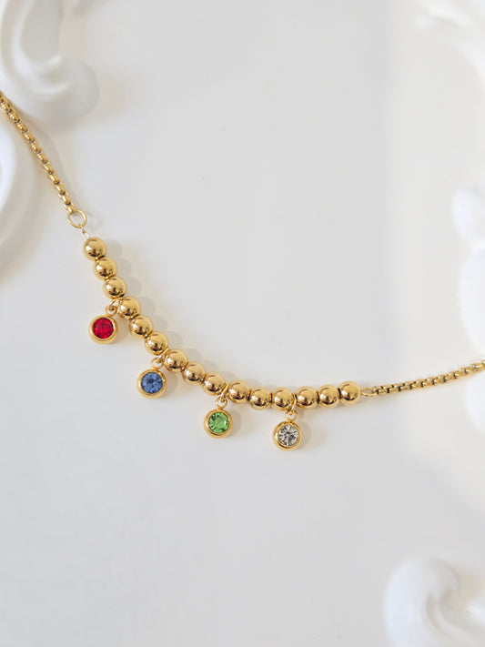 Coloured Stone Beads Chain Bracelet