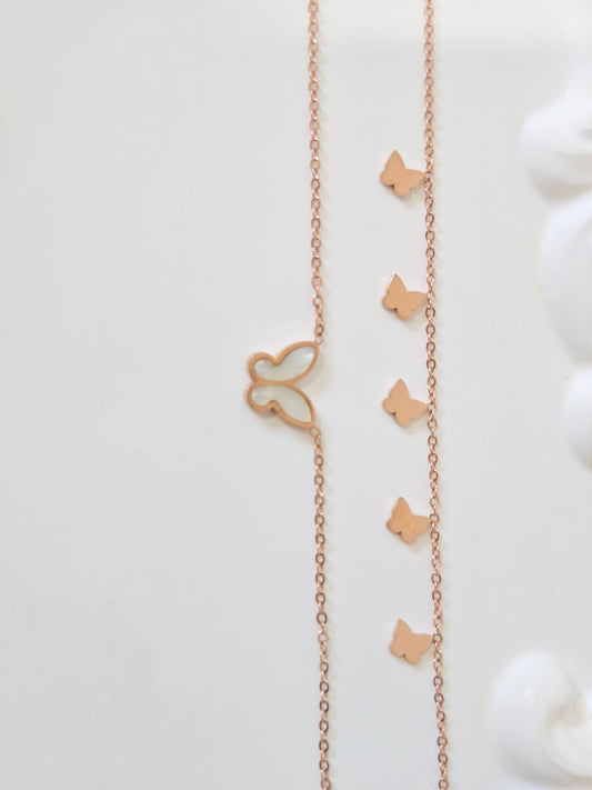 Double Chain Butterfly Charm Bracelet