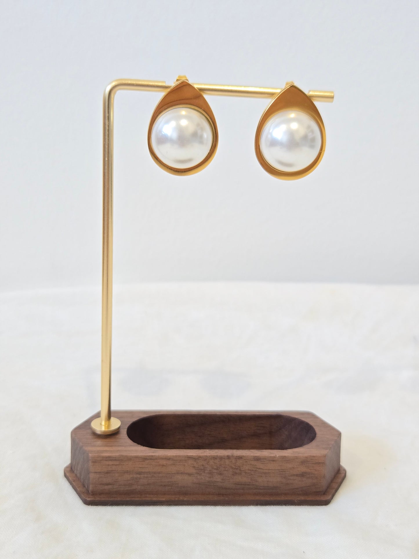 Almond Pearl Stud Earrings