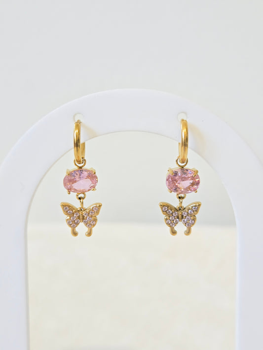 Butterfly Drop Hoops Earrings