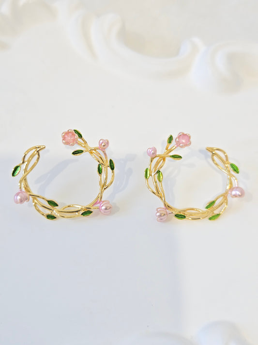 Circular Flower Bud Earrings
