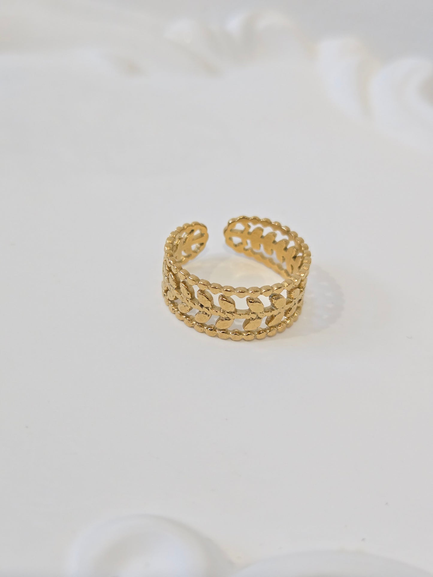 Leaf Pattern Adjustable Ring