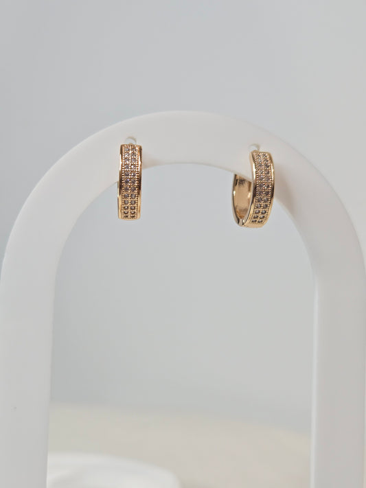 Double Stone Layer Huggie Hoops