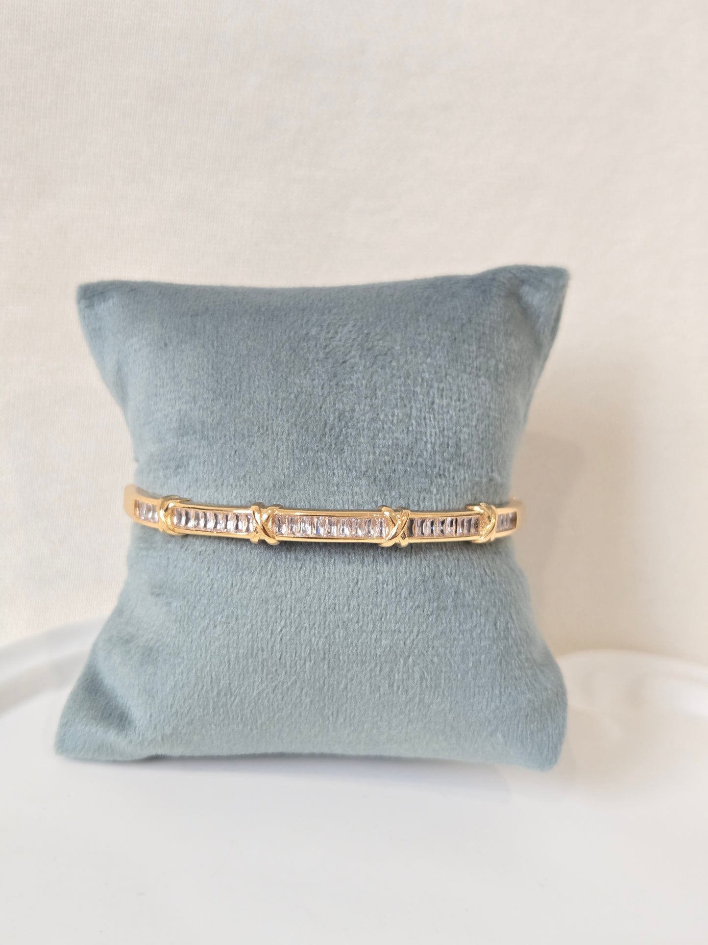 Sleek Baguette Style Bangle Bracelet