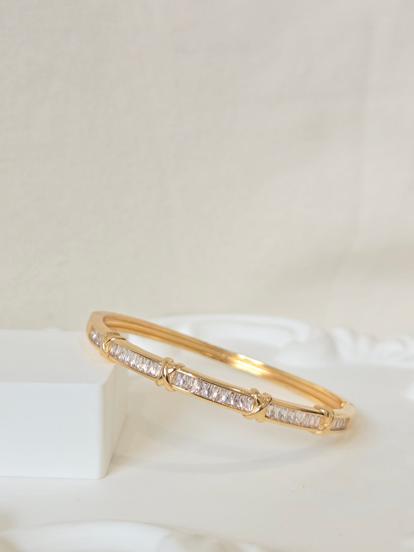 Sleek Baguette Style Bangle Bracelet