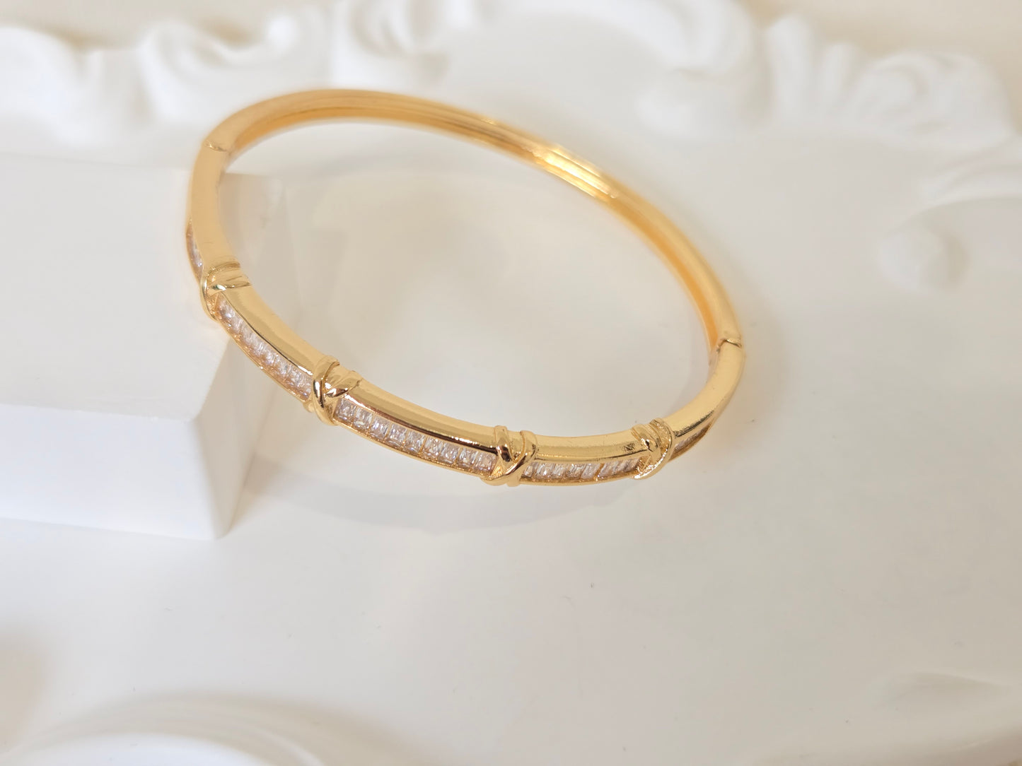 Sleek Baguette Style Bangle Bracelet