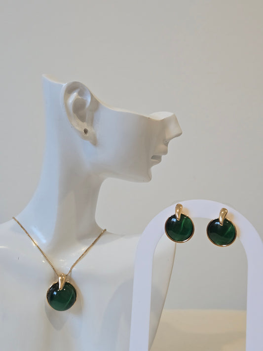 Emerald Necklace Studs Set