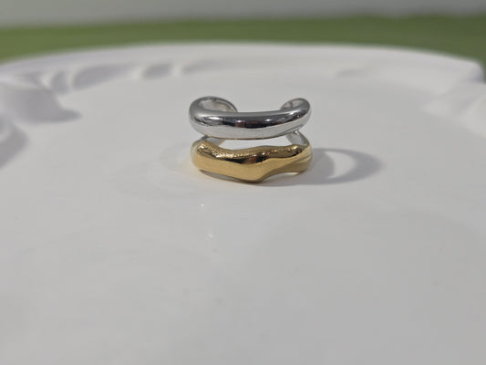 Multi-tone Statment Adjustable Ring