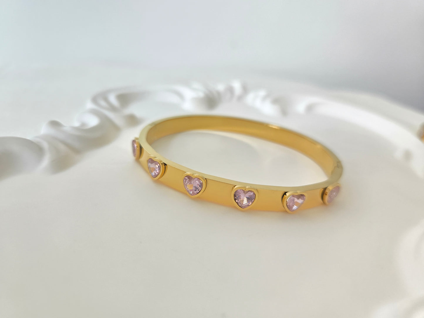 Heart Stone Bangle Bracelet