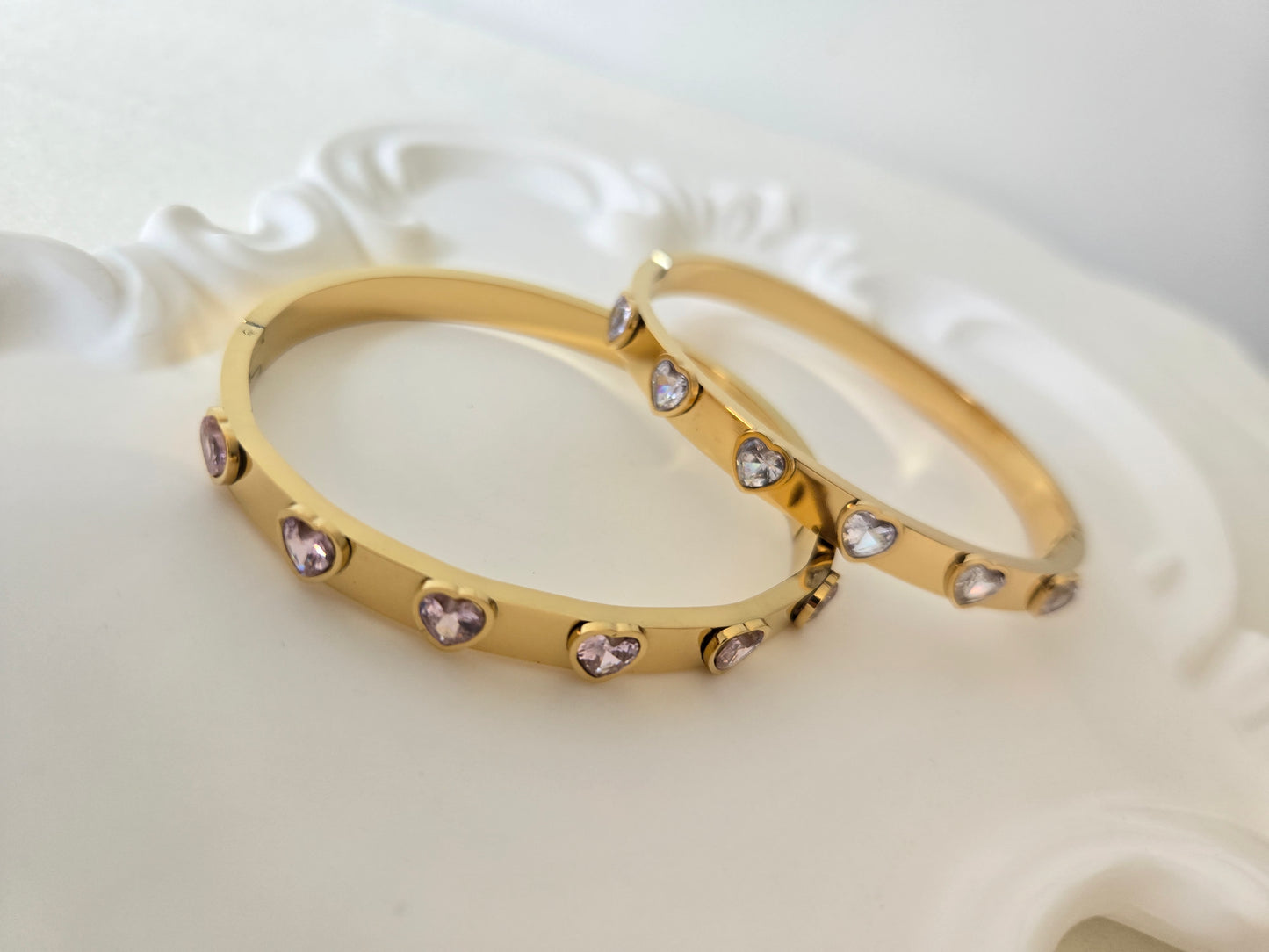 Heart Stone Bangle Bracelet