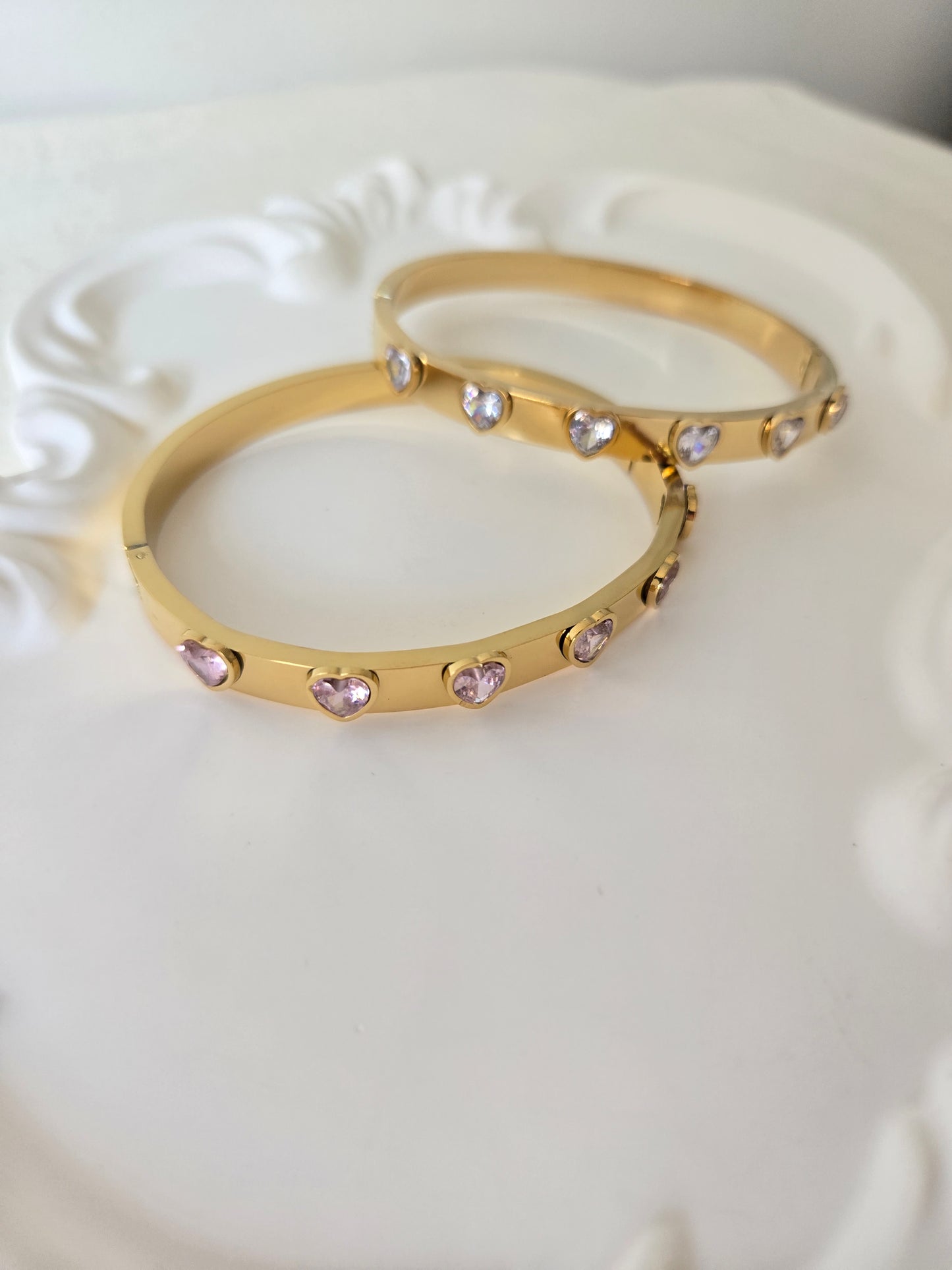 Heart Stone Bangle Bracelet