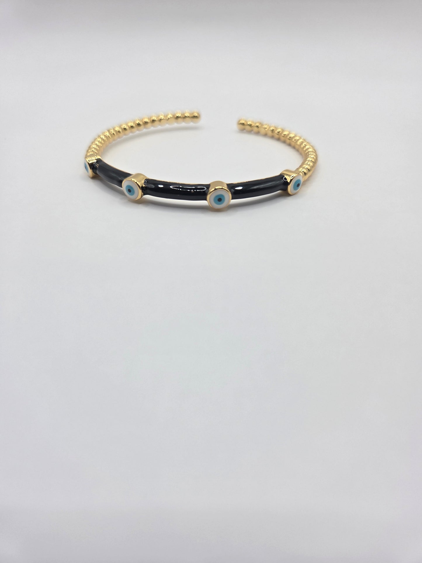 Gold Plated Enamel Evil Eye Bangle