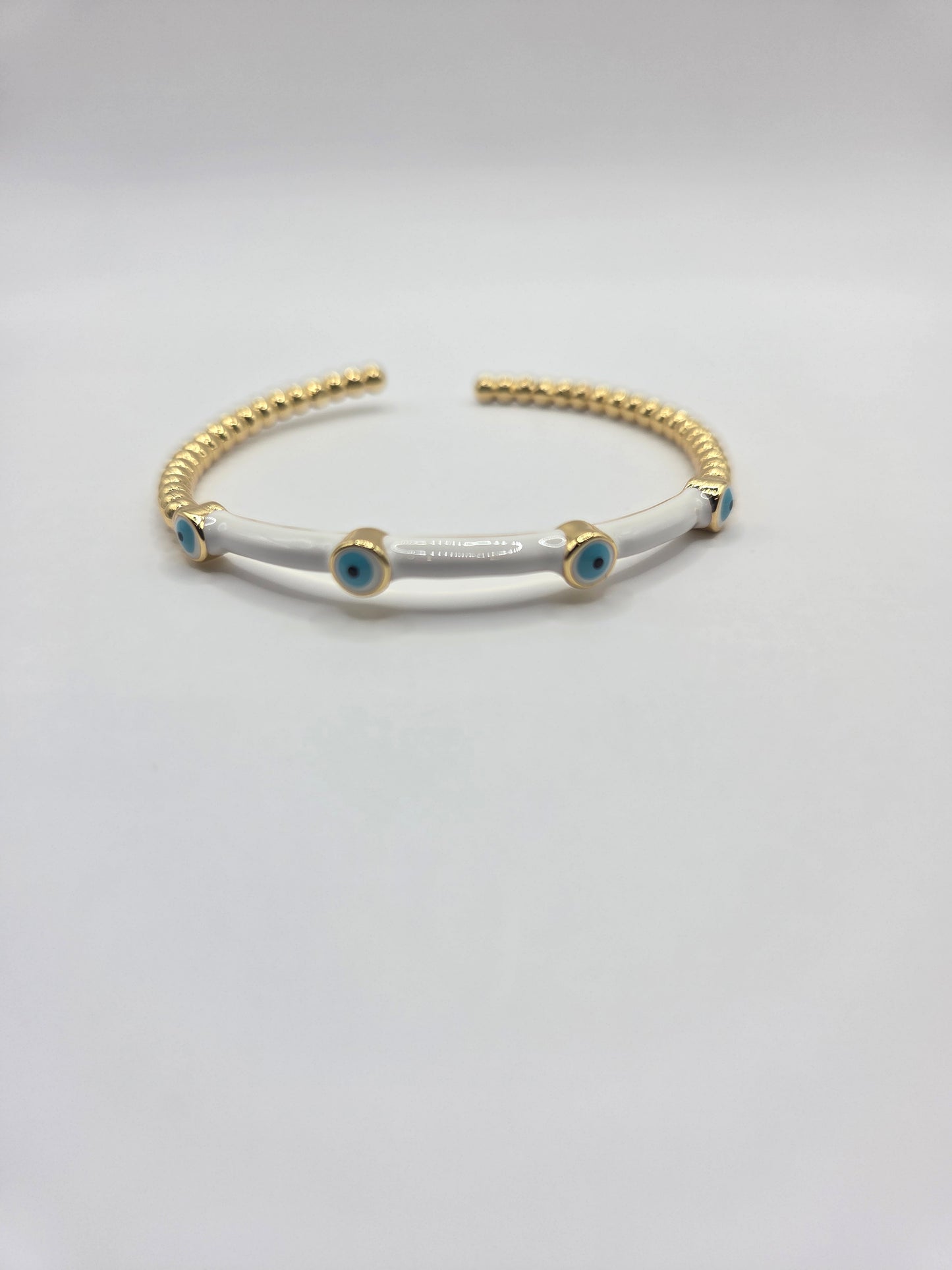 Gold Plated Enamel Evil Eye Bangle
