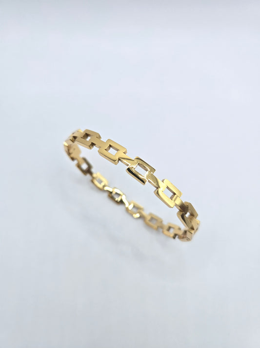 Geometric Link Pattern Bangle Bracelet