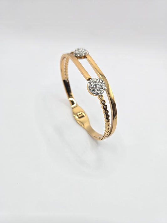 Celestial Dual Crystal Bangle Bracelet