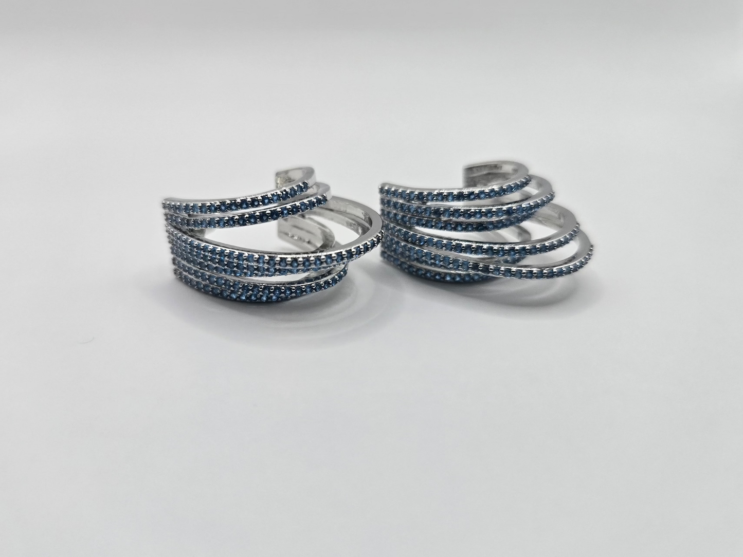 Multi-strand Blue Pave Crystal Statement Drop Earrings