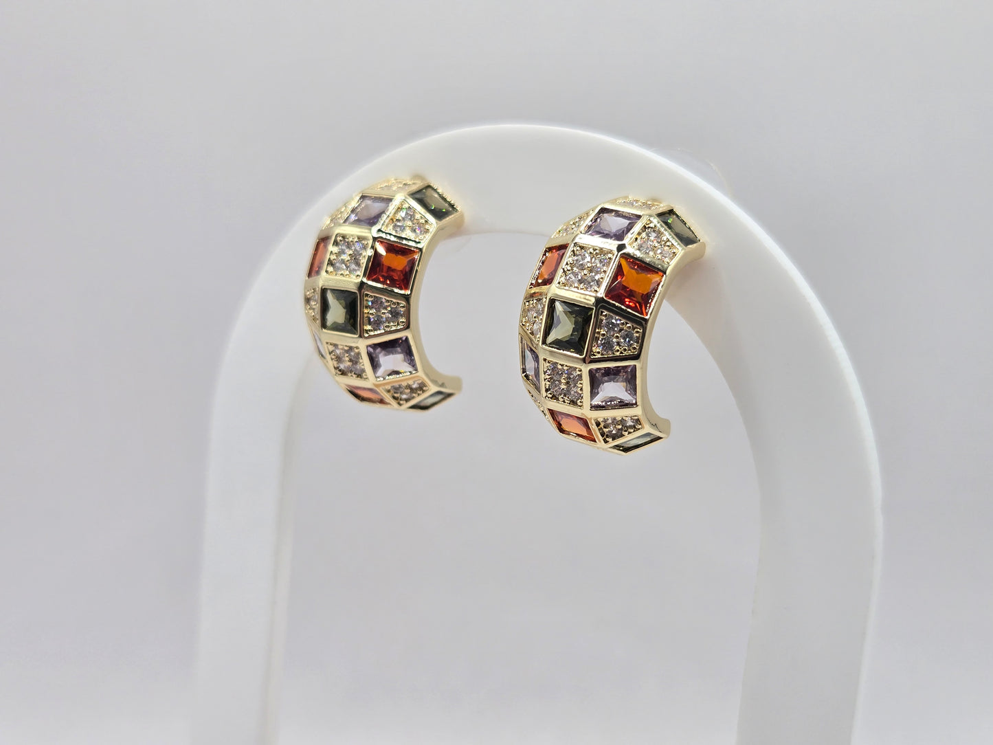 Multi-color Cubic Zirconia Hoop Earrings