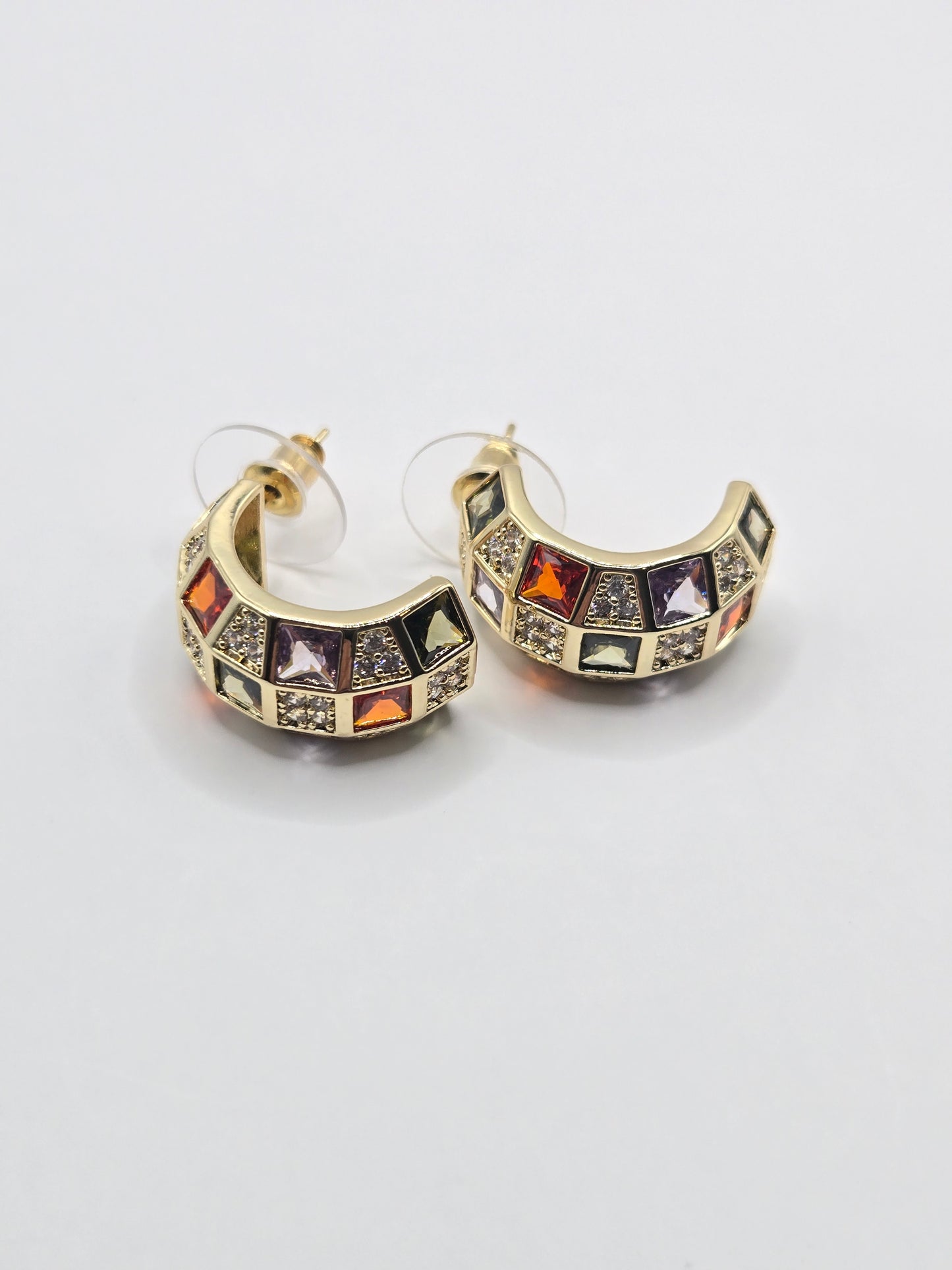 Multi-color Cubic Zirconia Hoop Earrings