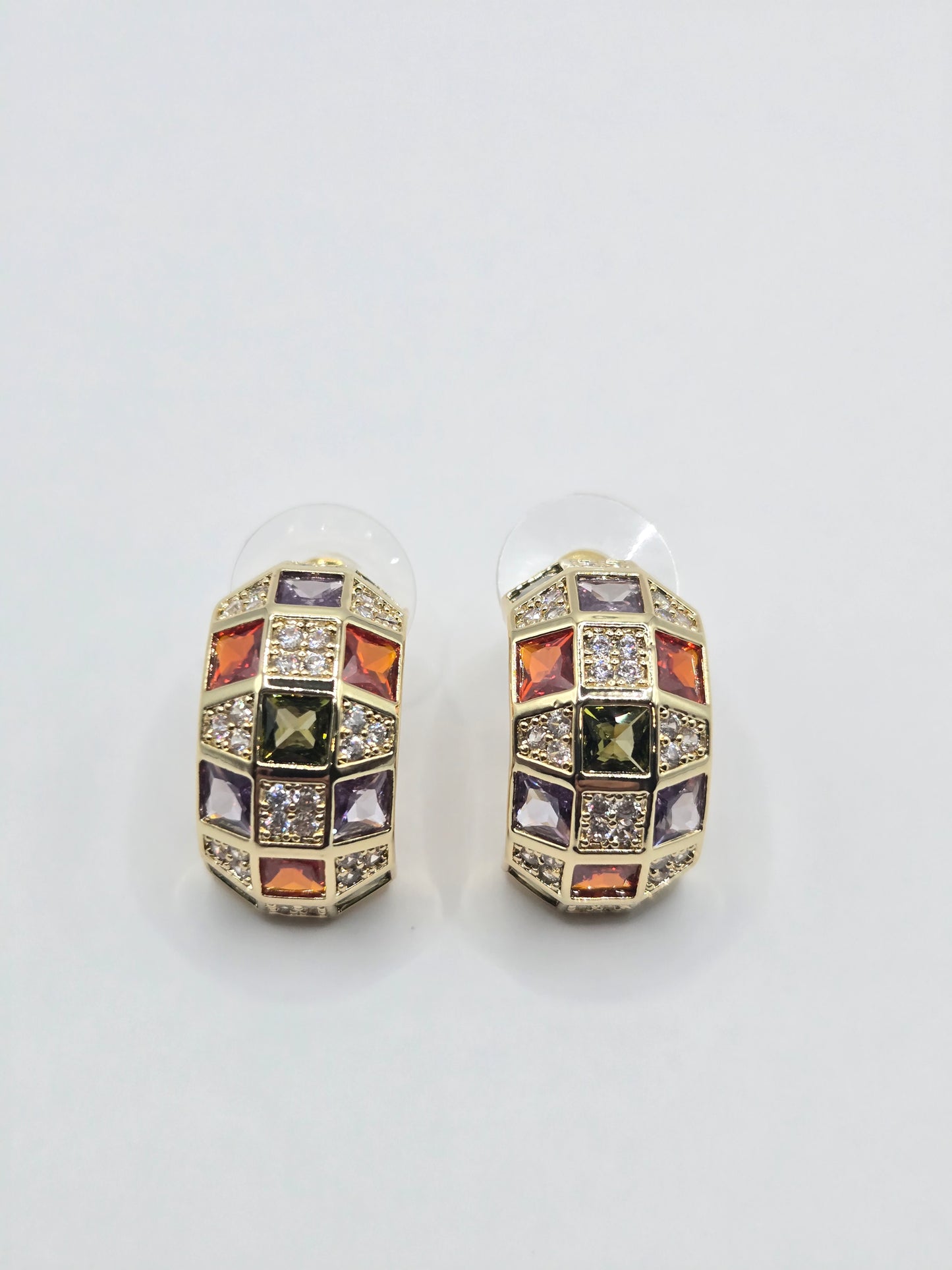Multi-color Cubic Zirconia Hoop Earrings