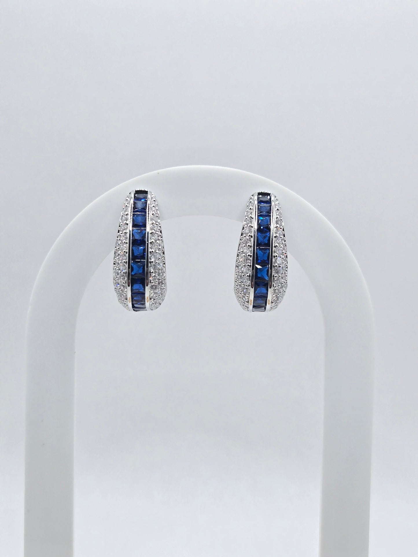 Double-Tone Crystal Huggie Hoop Earrings