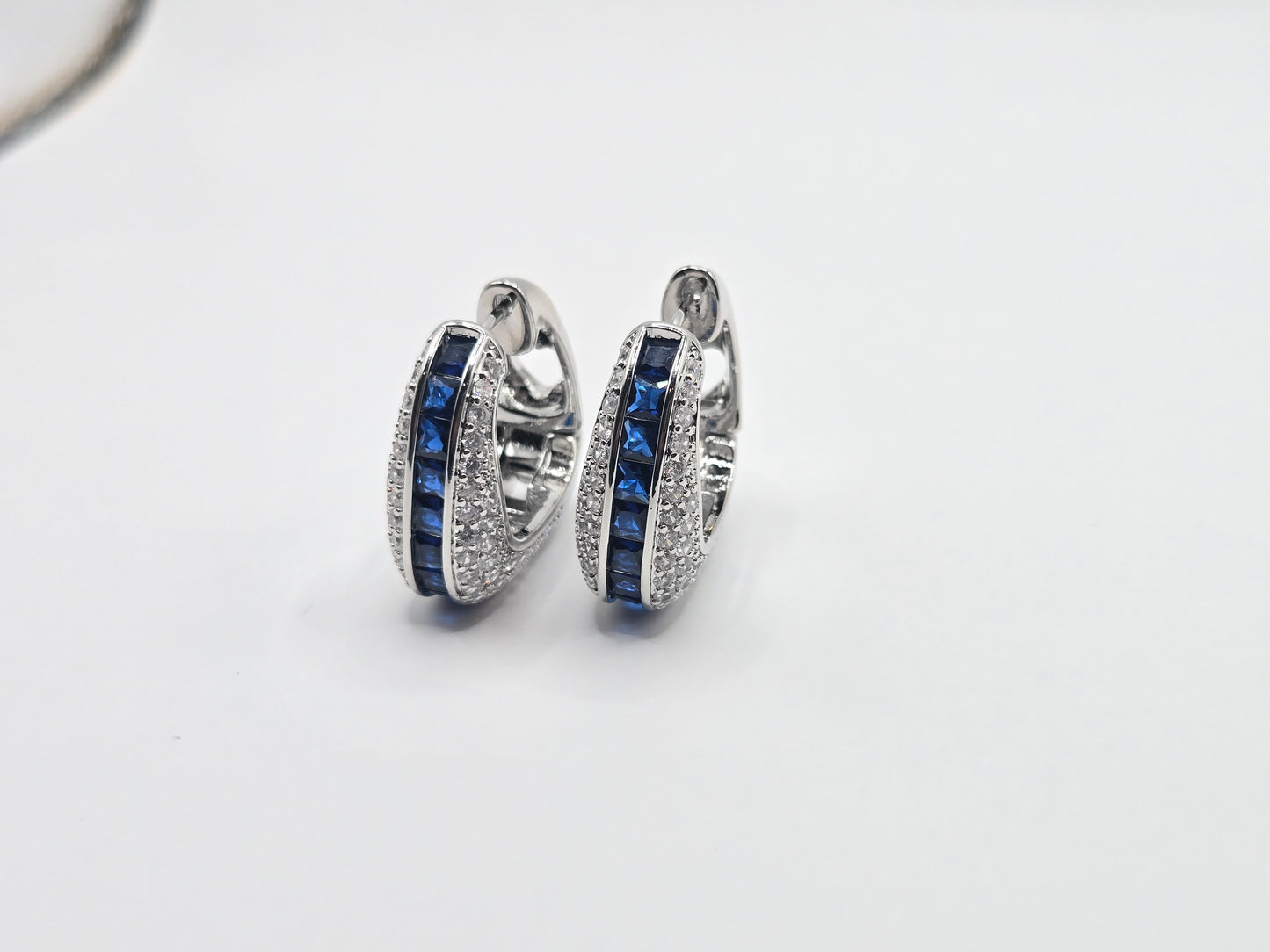 Double-Tone Crystal Huggie Hoop Earrings