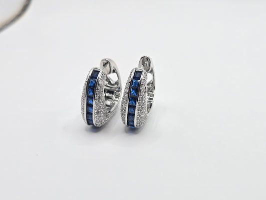 Double-Tone Crystal Huggie Hoop Earrings