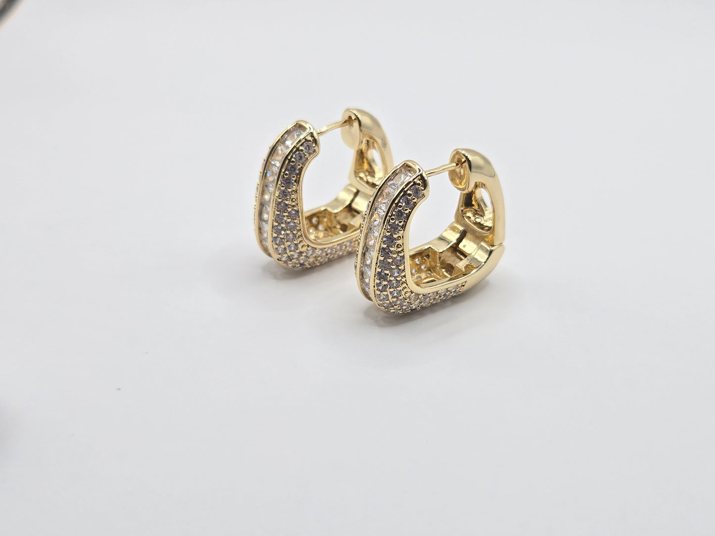 Double-Tone Crystal Huggie Hoop Earrings