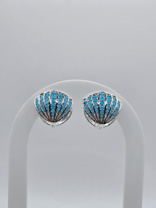 Exquisite Seashell Pave Huggie Hoop Earrings