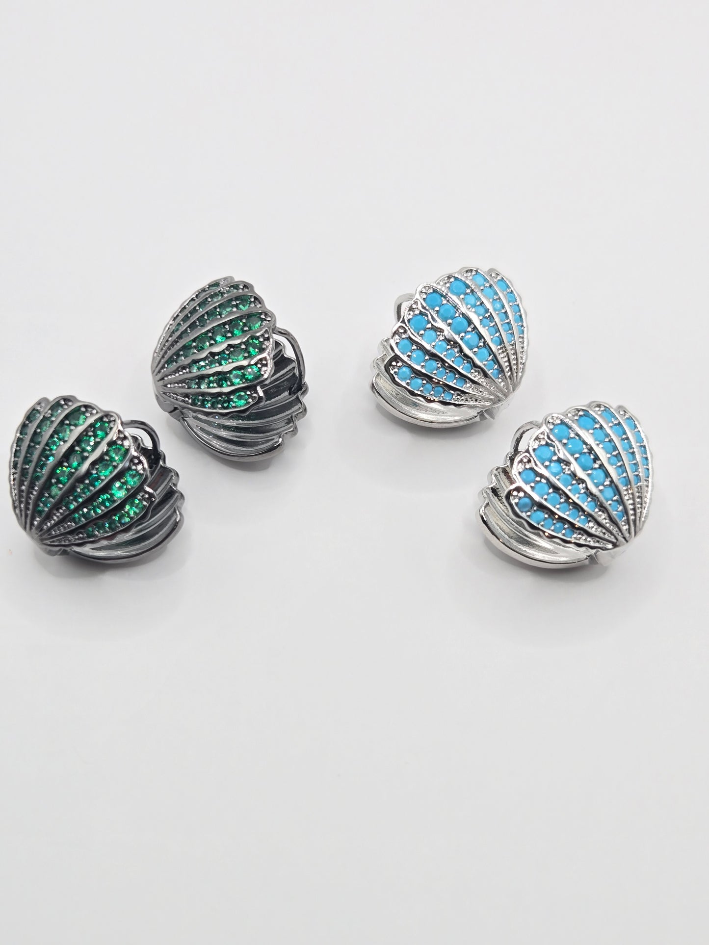 Exquisite Seashell Pave Huggie Hoop Earrings