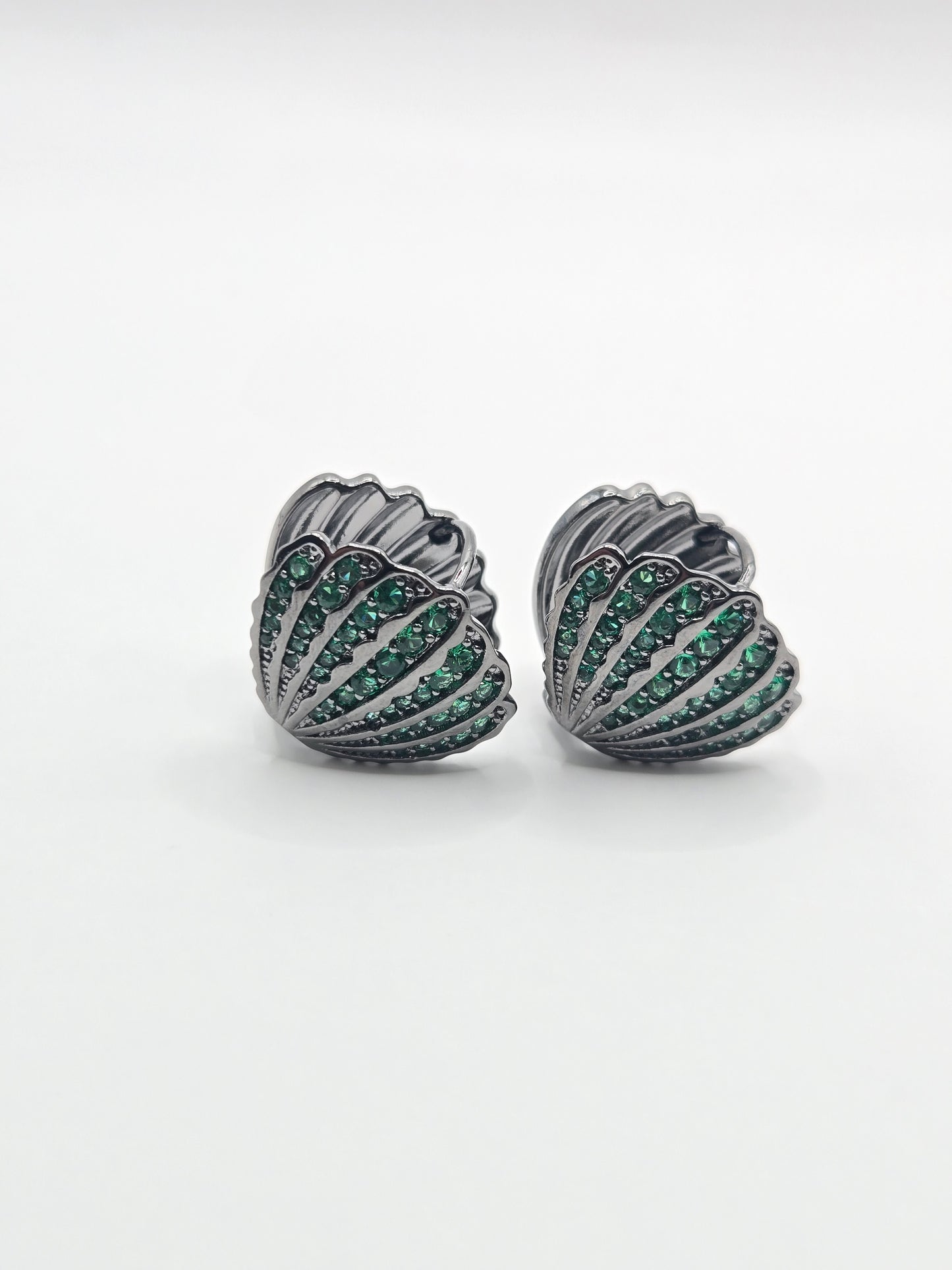Exquisite Seashell Pave Huggie Hoop Earrings