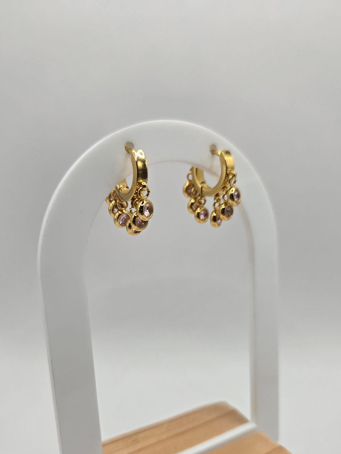 Gold Huggie Hoop Earrings With Dangle Charm