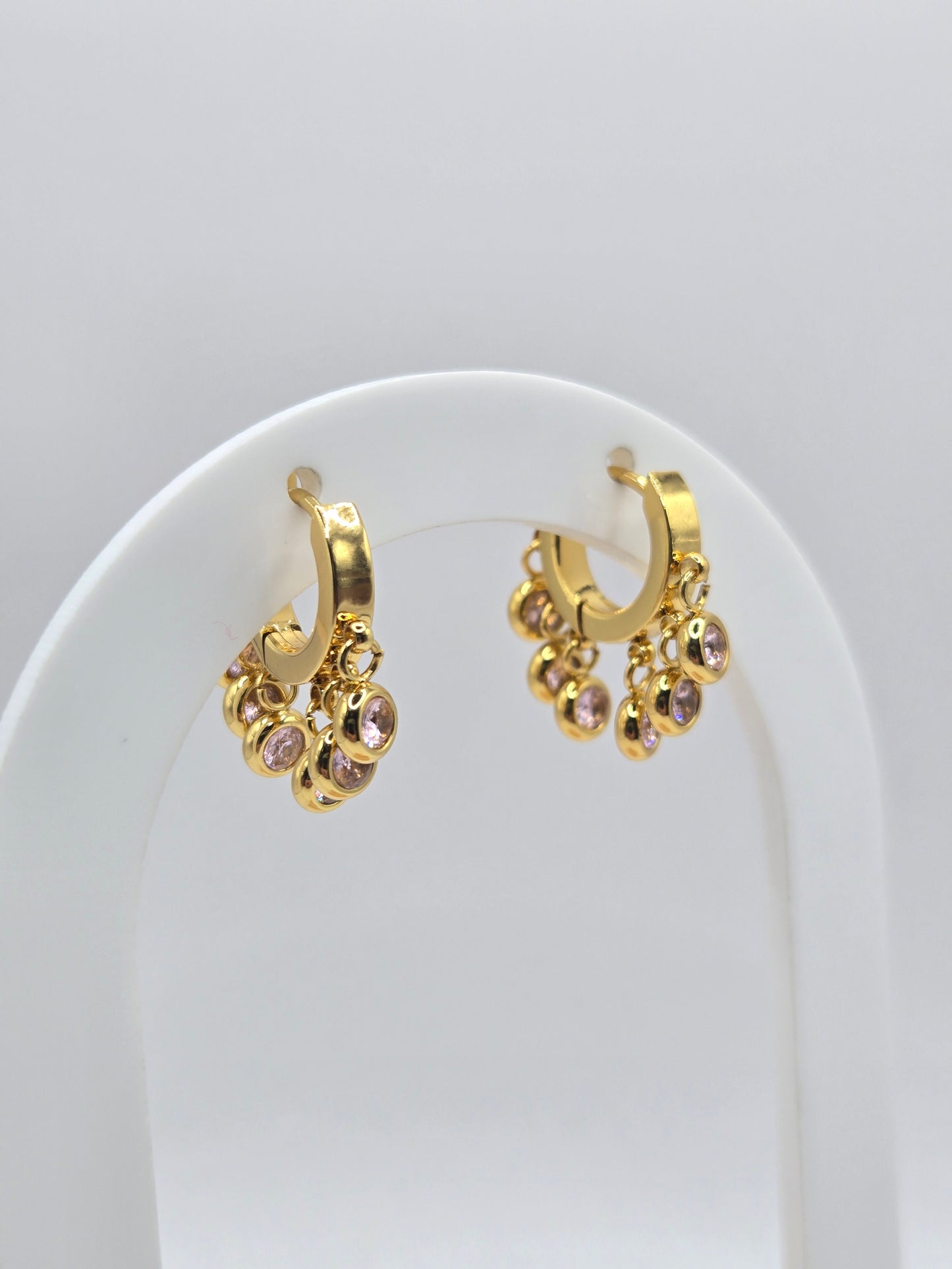Gold Huggie Hoop Earrings With Dangle Charm