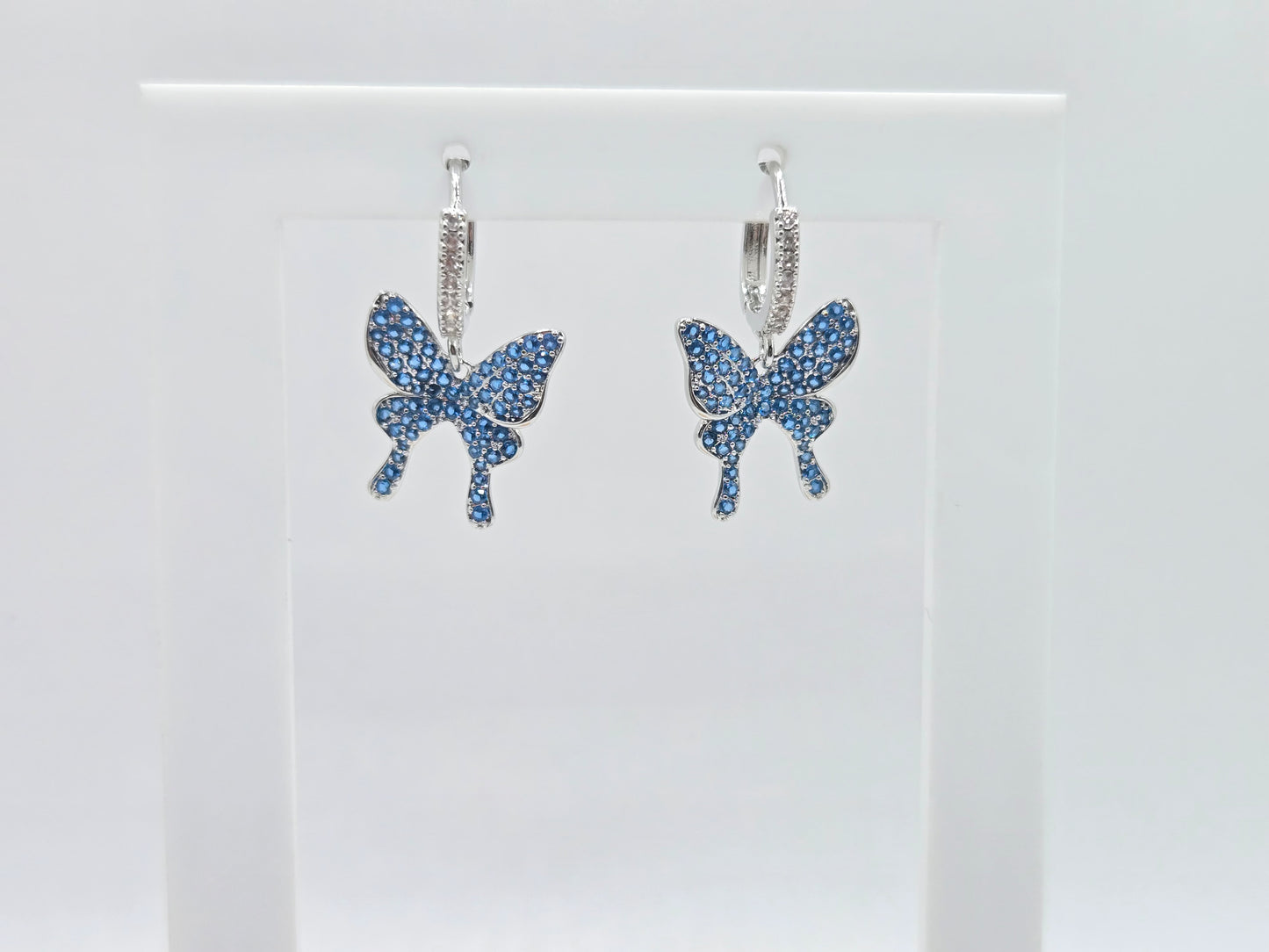 Dainty Sparkling Butterfly Hoops