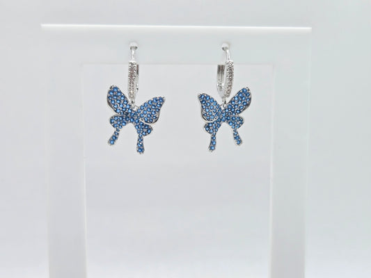 Dainty Sparkling Butterfly Hoops