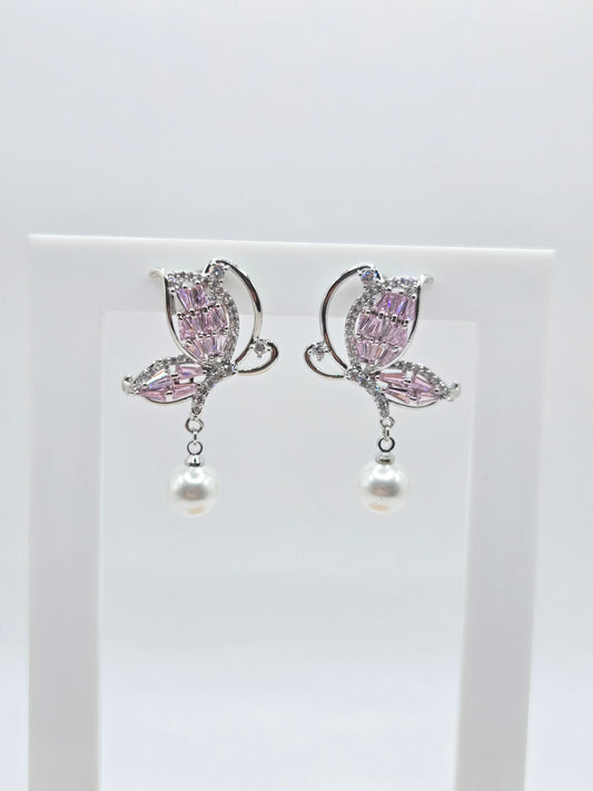 Butterfly Pearl Drop Earrings
