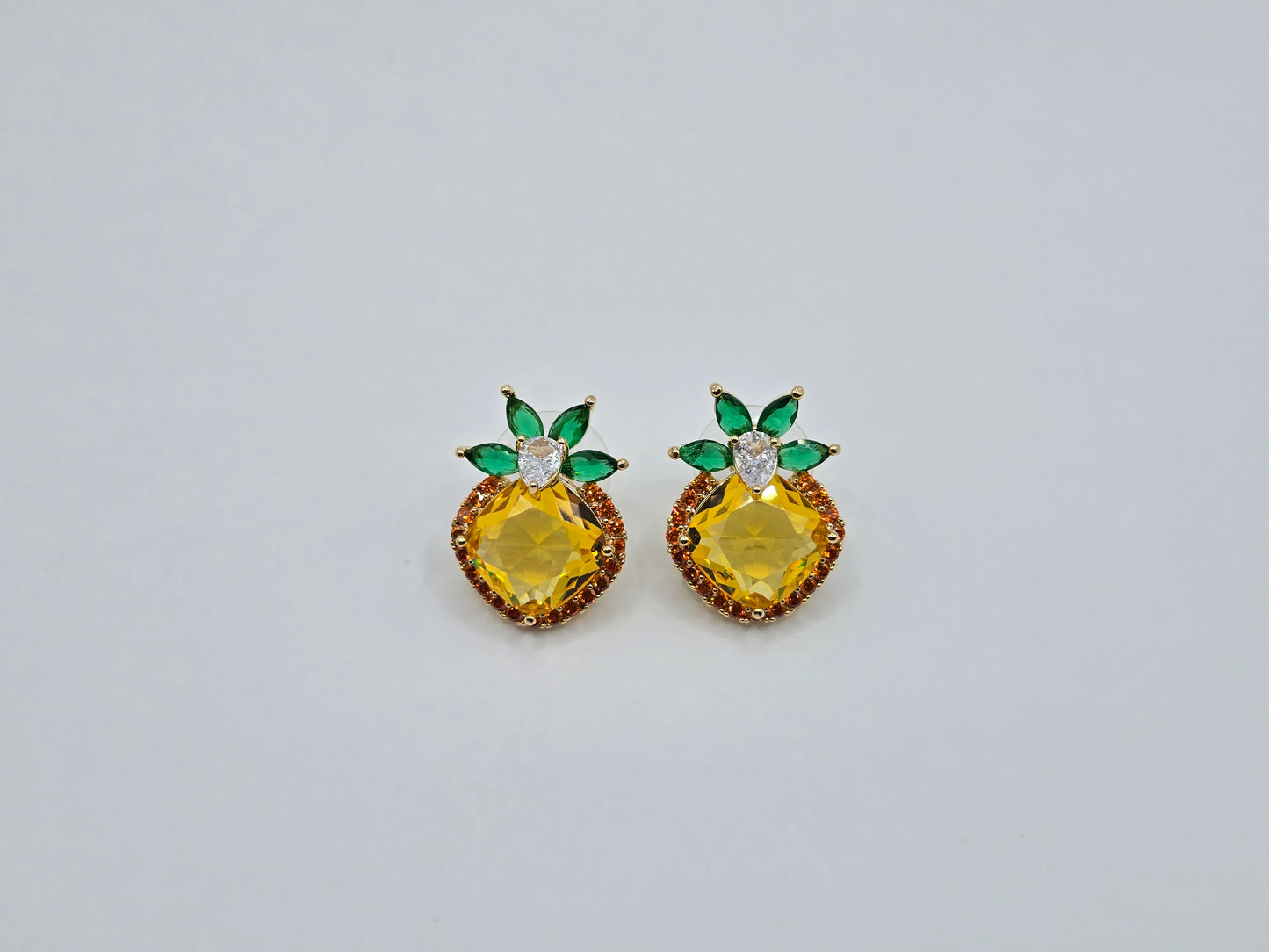Crystal Tropical Pineapple Stud Earrings